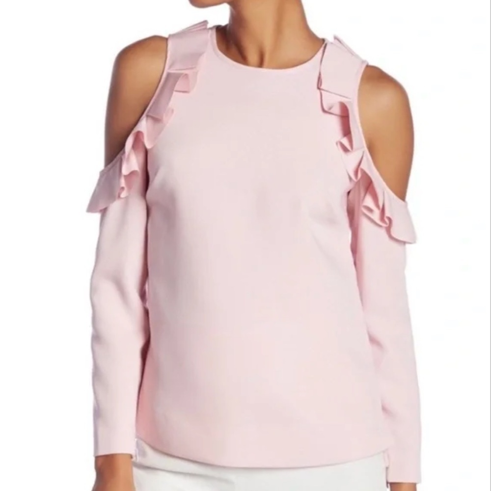 Brand New Ted Baker Cold Shoulder Ruffle Long Sleeve Top Dusty Pink Sz 1 (US 4)